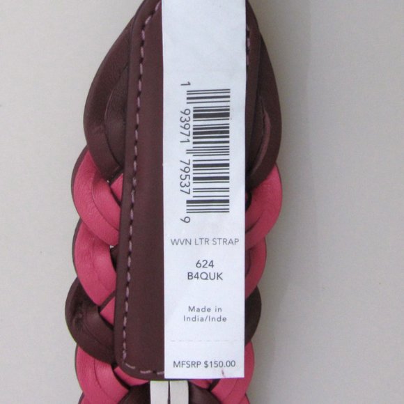 Coach NWT $150 Interchangeable Strap Weaving 624 Pink Burgundy Brass RETAIL - Picture 7 of 12